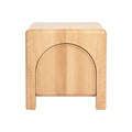 Minimalist Wooden Stool with Curved Design and Textured Panel